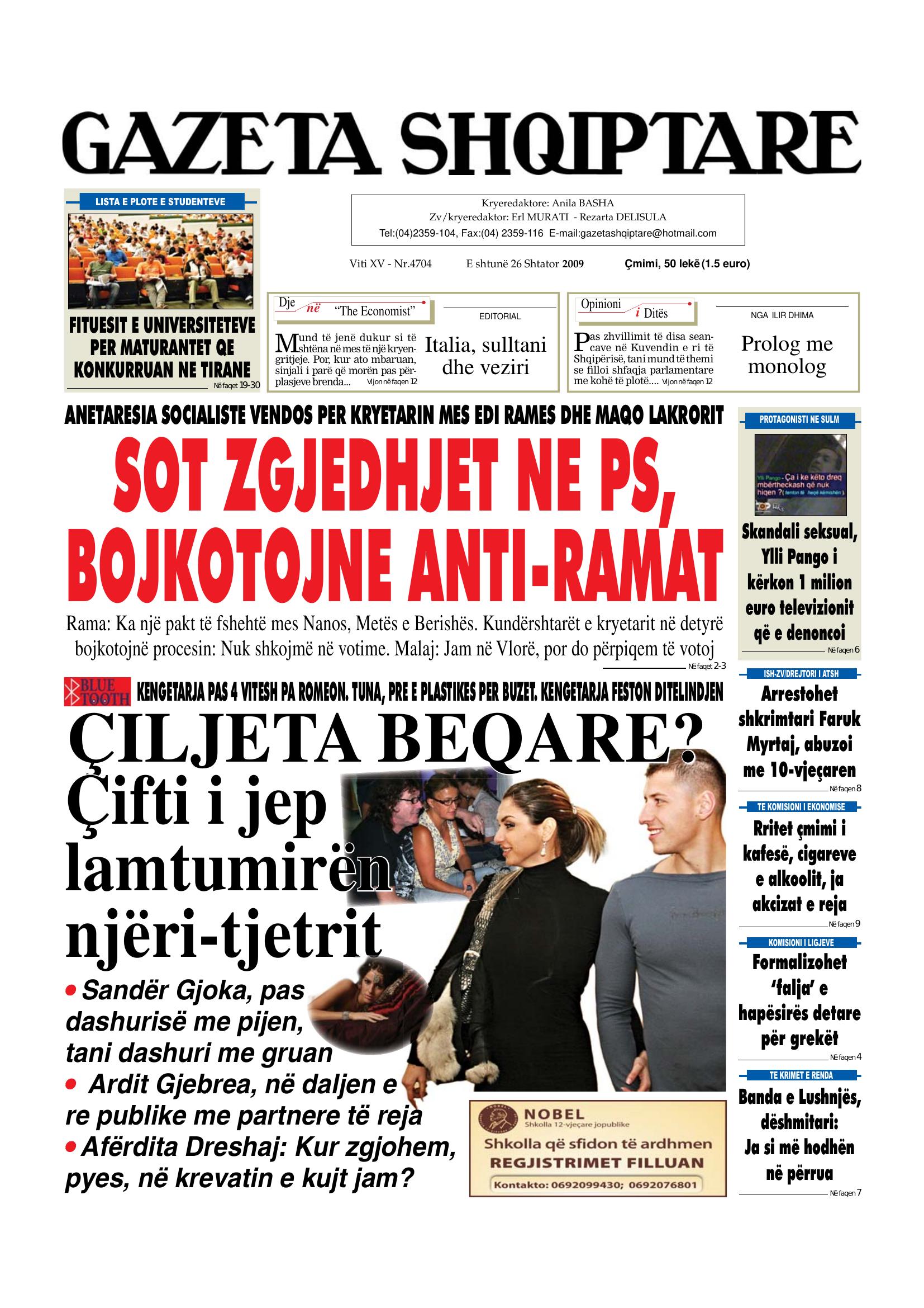 Gazeta Shqiptare 2009-09-26